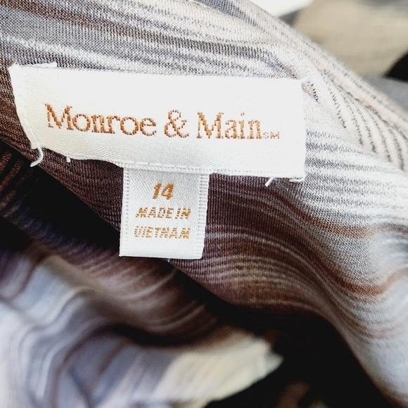 MONROE & Main Brown/Cream 3/4 Sleeve Fitted Dress Size:14 - Picture 13 of 15